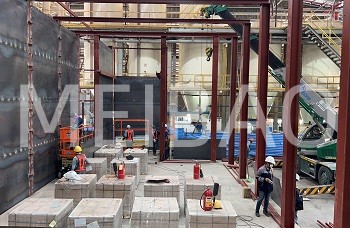 Energy-saving biomass hot air furnace under construction
